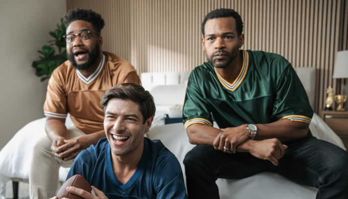 group of friends watching sports game