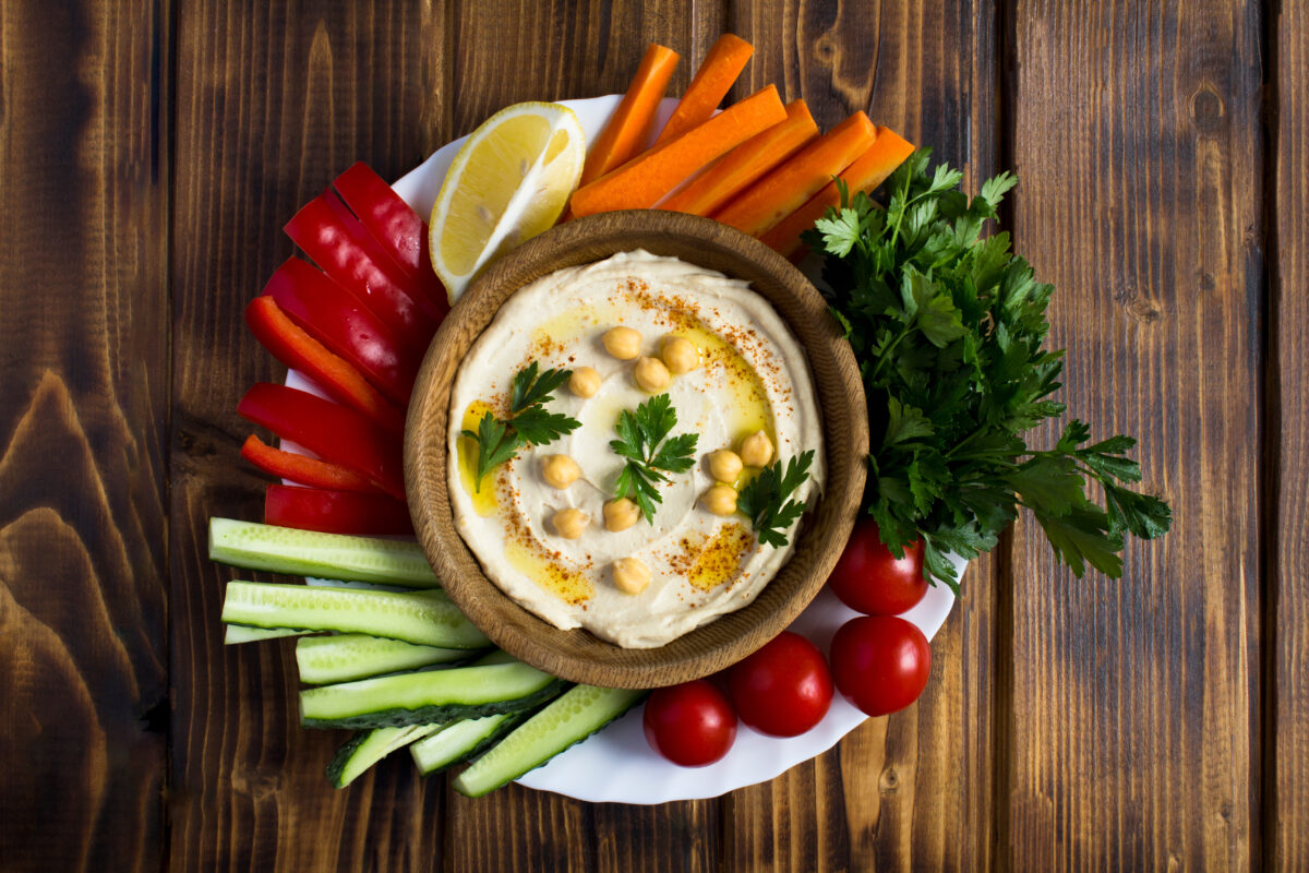 hummus and vegetables
